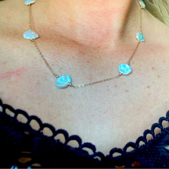 solid 10k gold baroque pearl necklace🐚 46cm - Picture 1 of 6